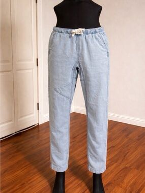 FreeCity Light Wash Elastic Waist 100% cotton Denim pant size S